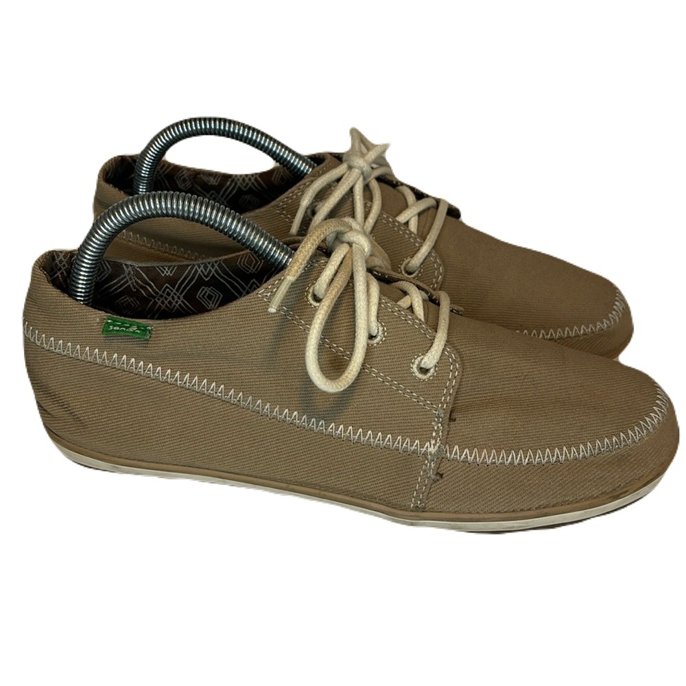 Sanuk Men’s 7 Cassius Lace Up Boat Shoe Tan Beige